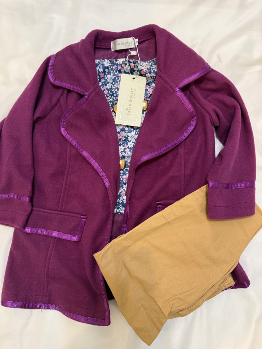 Trish Scully Willy Wonka Kids three piece costume / dress up Open-Front Jacket